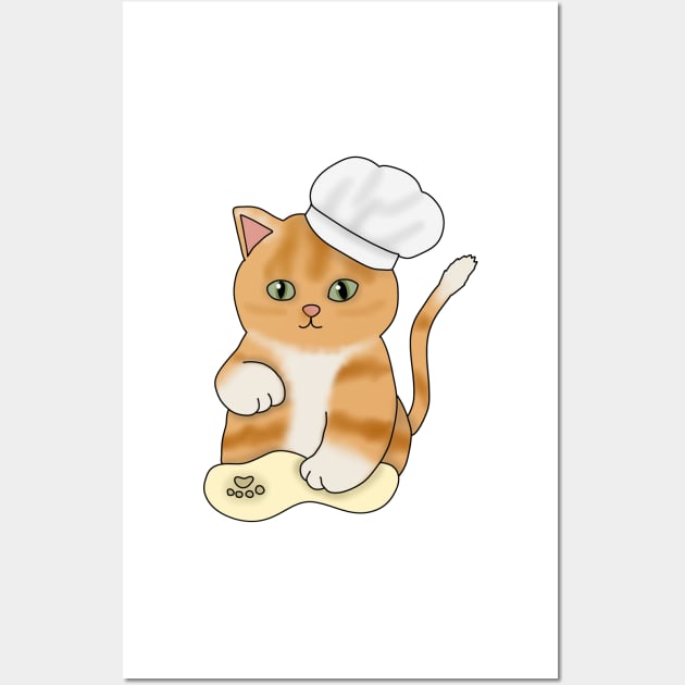 Cat making biscuits (fluffy orange cat) Wall Art by Becky-Marie